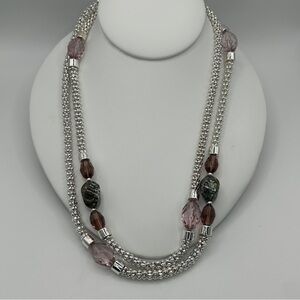 Dana Buchman - Silver and Purple Beaded Long Necklace